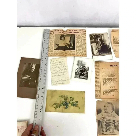 Lot of 9 Newspaper Clippings Old Letter Cabinet Card Oddities VTG - Picture 4 of 7